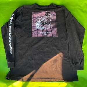 Vans Off The Wall Mens Large Black Long Sleeve Graphic T Shirt Chain Sleeve